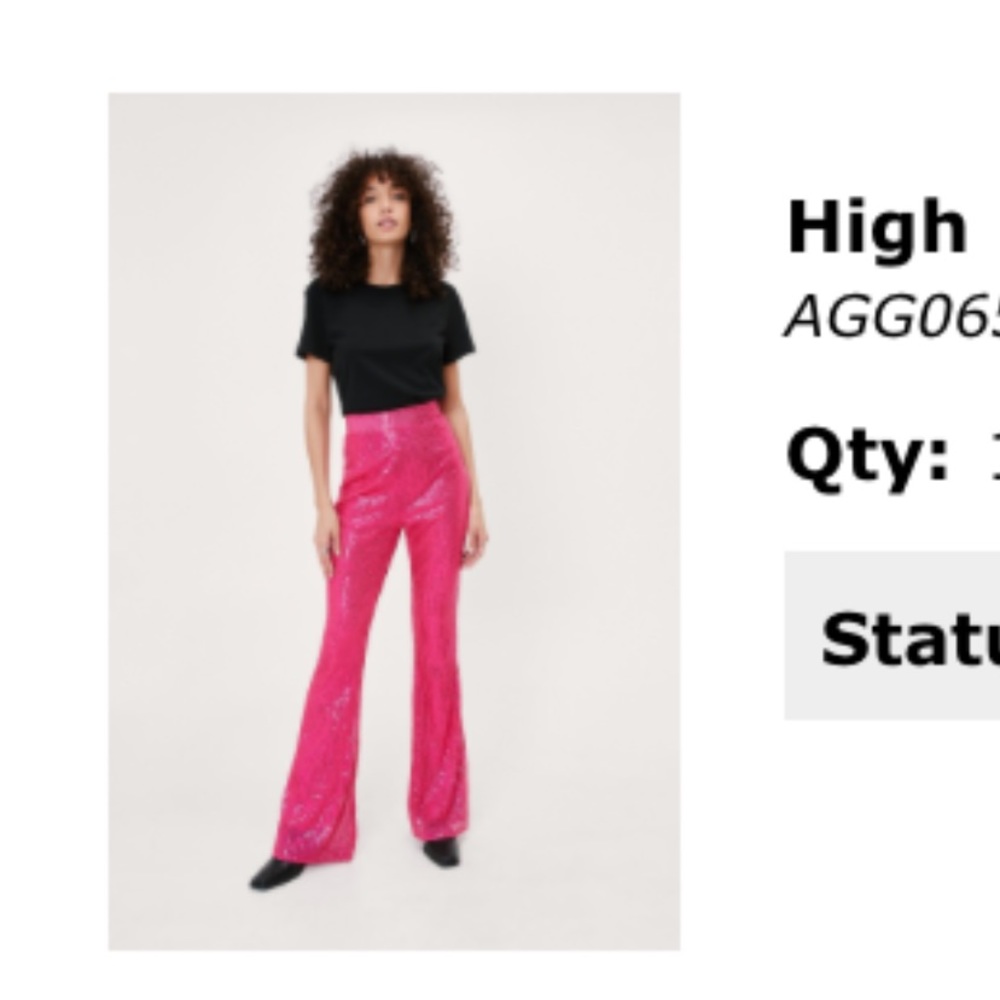 Nasty gal high waisted sequin flare pink pants size 4